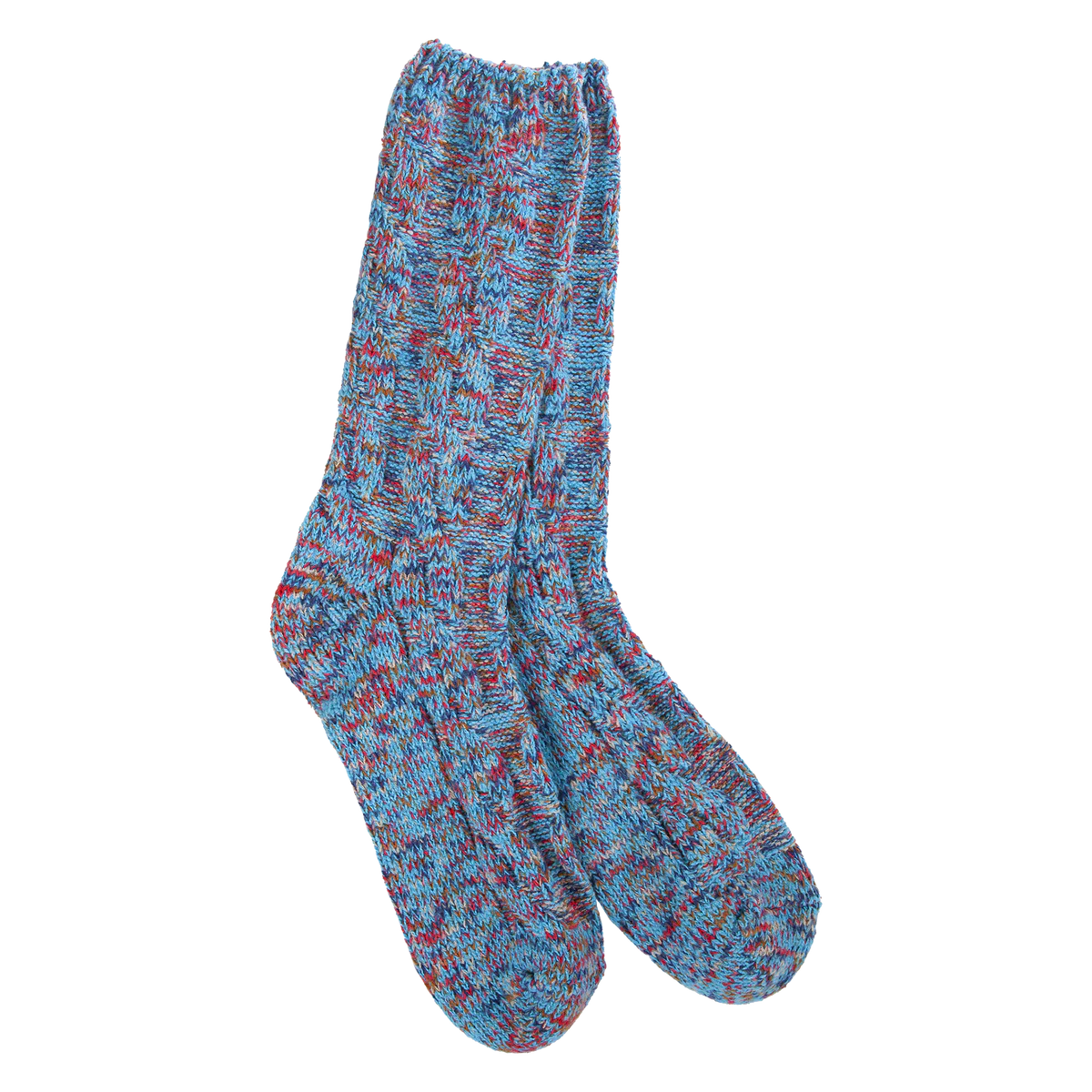 Blue Crew Socks with Multi-Color Flecks