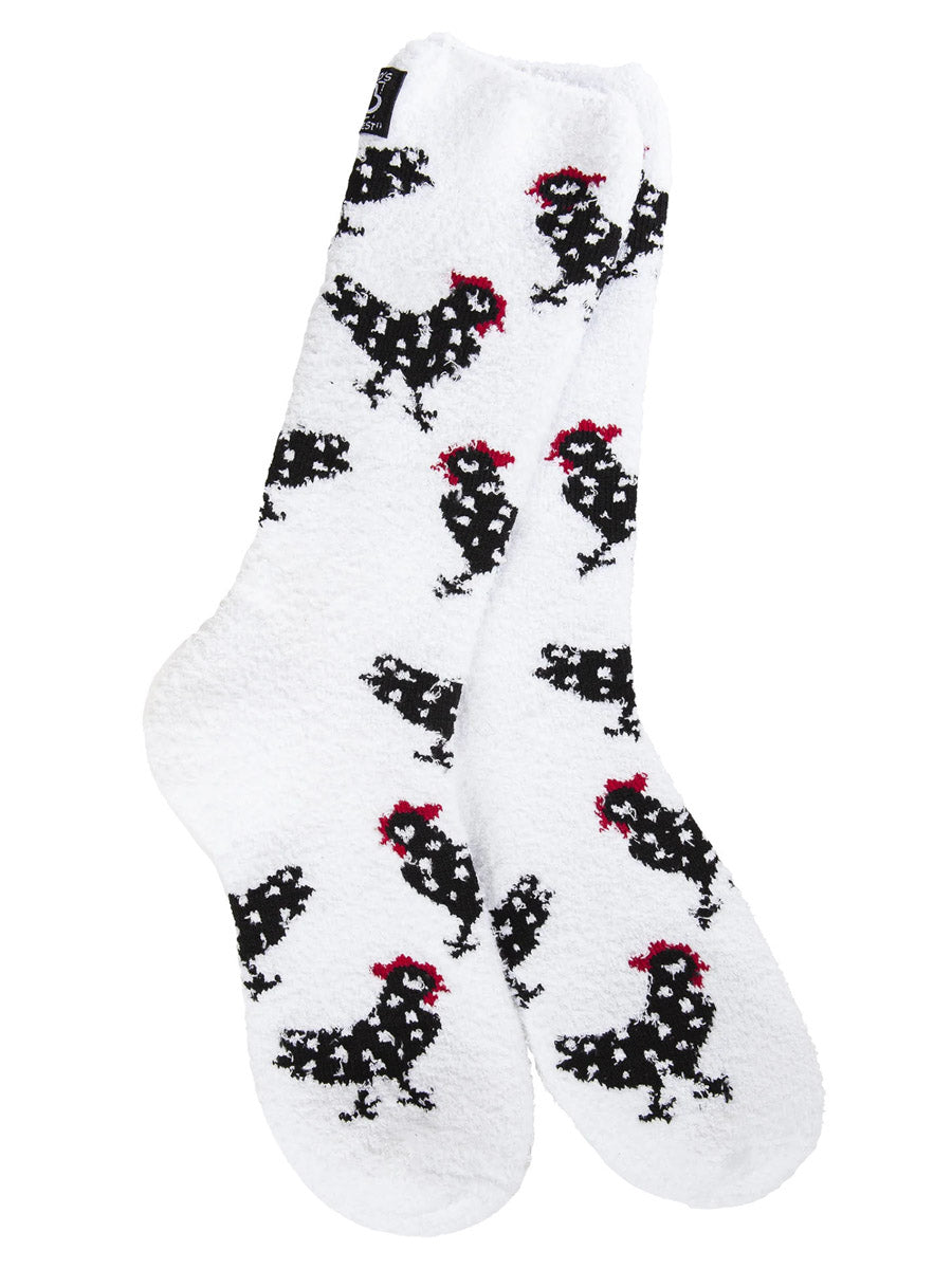 White Socks with Black Polka Dot Hens Pattern