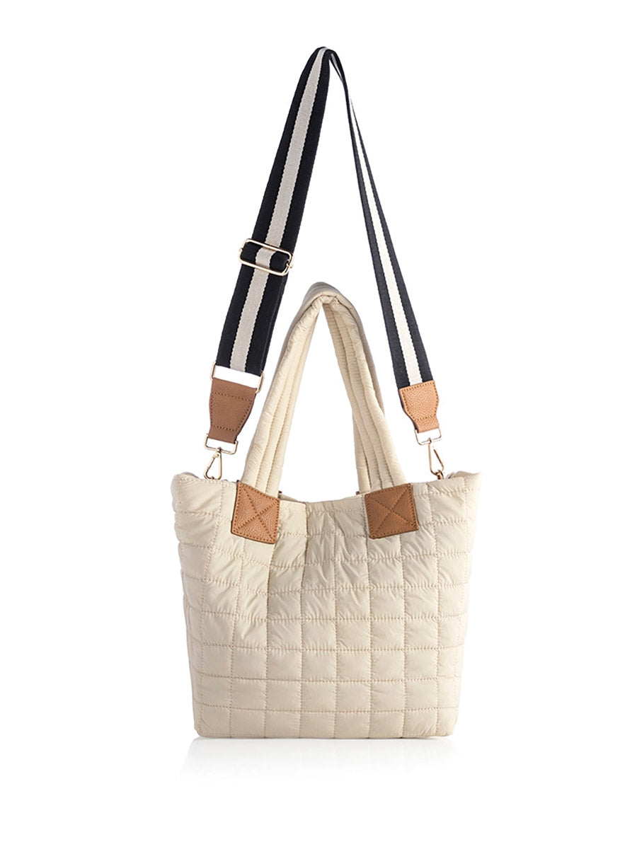 Ivory Tote with Navy Strap