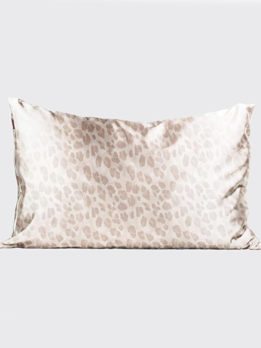 Ivory Satin Pillowcase with Natural Leopard Print