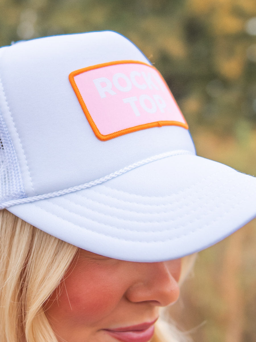 Side view of White Trucker Hat