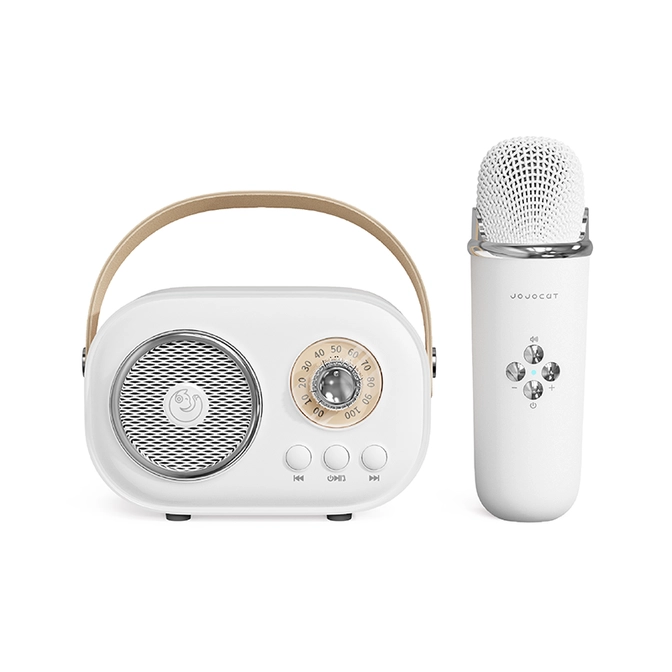 White Mini Karaoke Speaker and Microphone Set