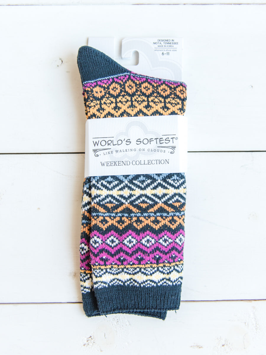 World's Softest Socks in Colorful Trianges Pattern