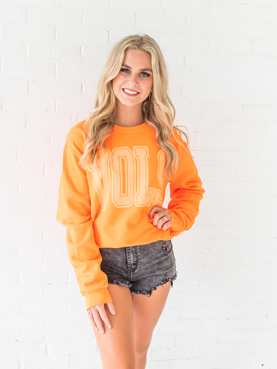 Neon orange crew neck best sale