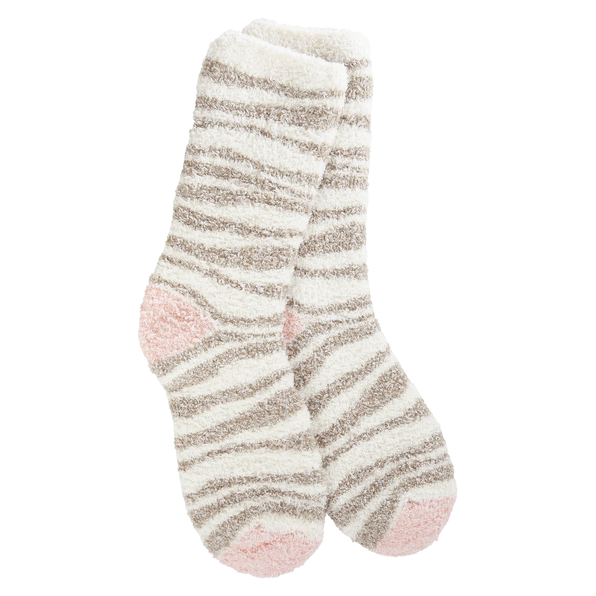 Neutral Zebra Stripes on Cream Crew Socks