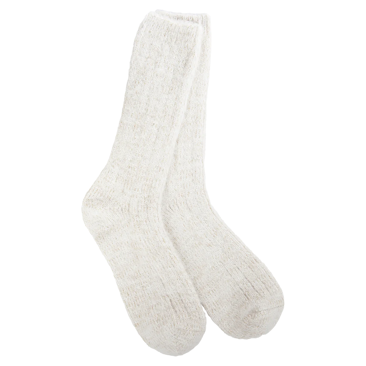 Winter-White Ribbed Crew Socks