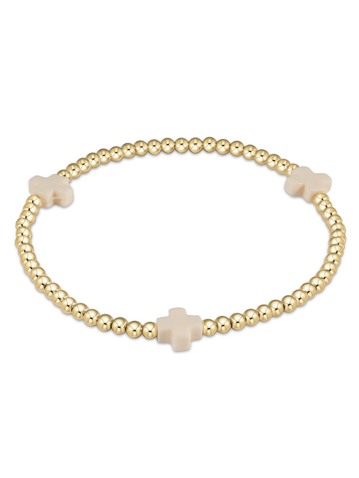 Signature Cross Gold Pattern Bracelet Off White 3mm main image 1