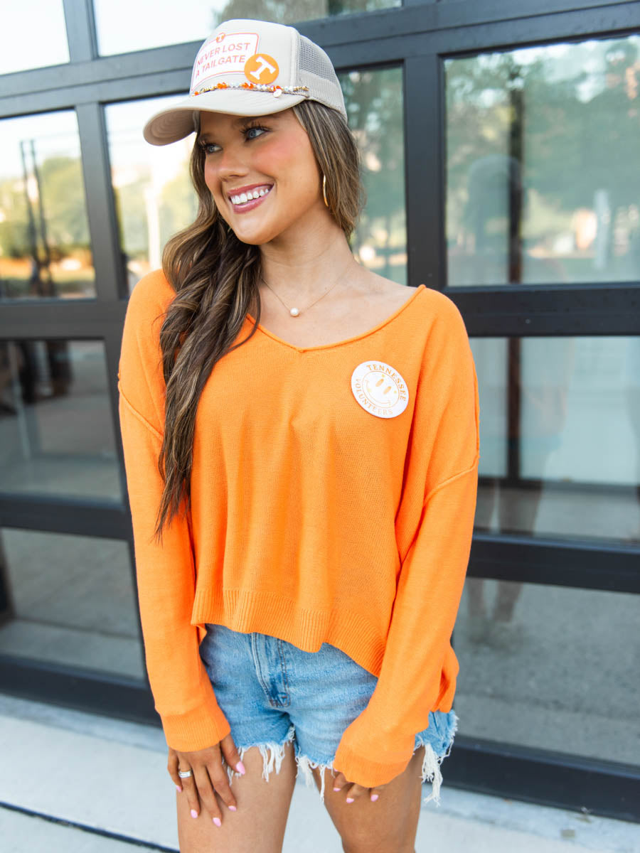 Orange Cropped Tennessee Sweater