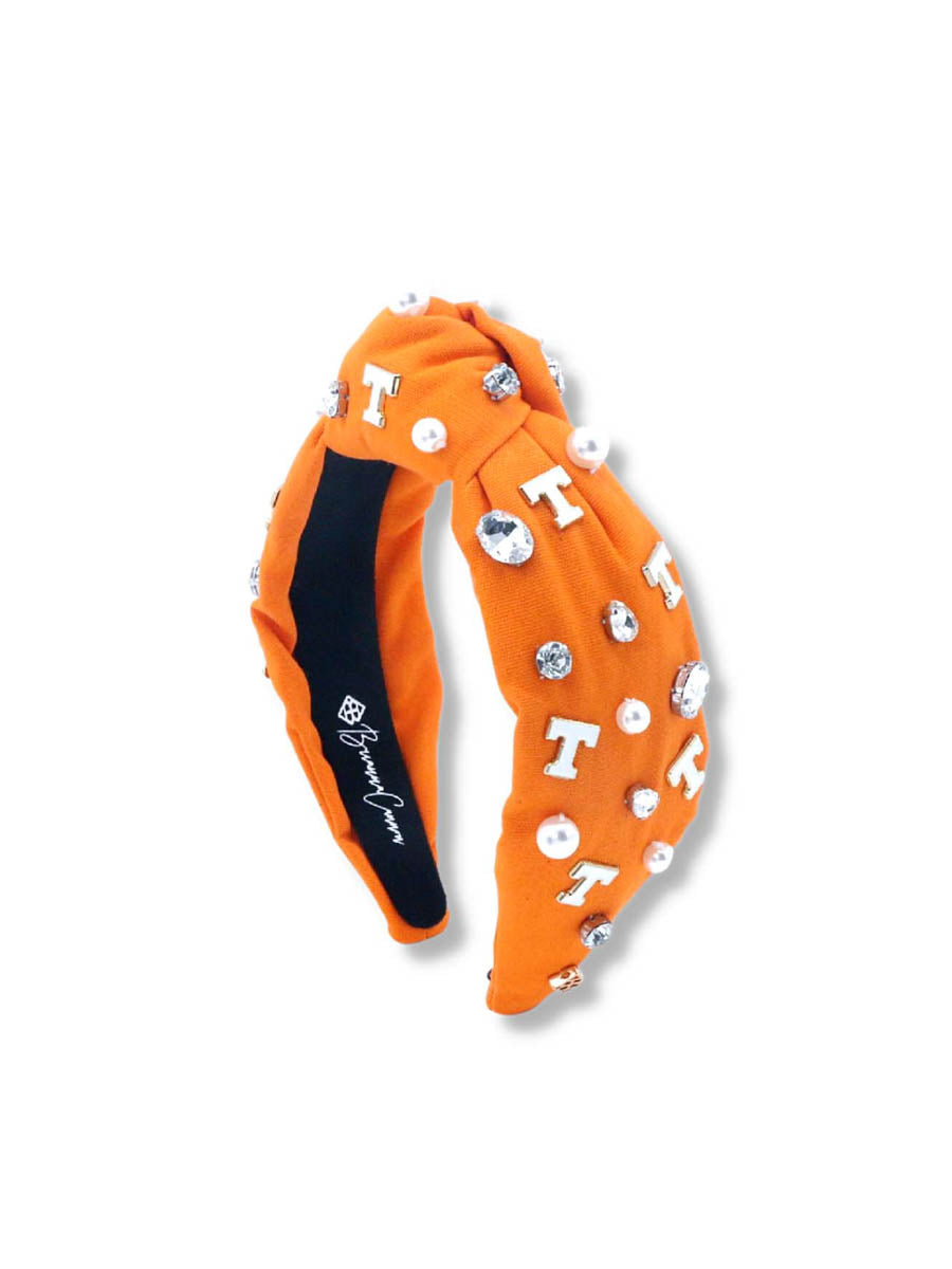 Orange Headband with Silver Power T Charms