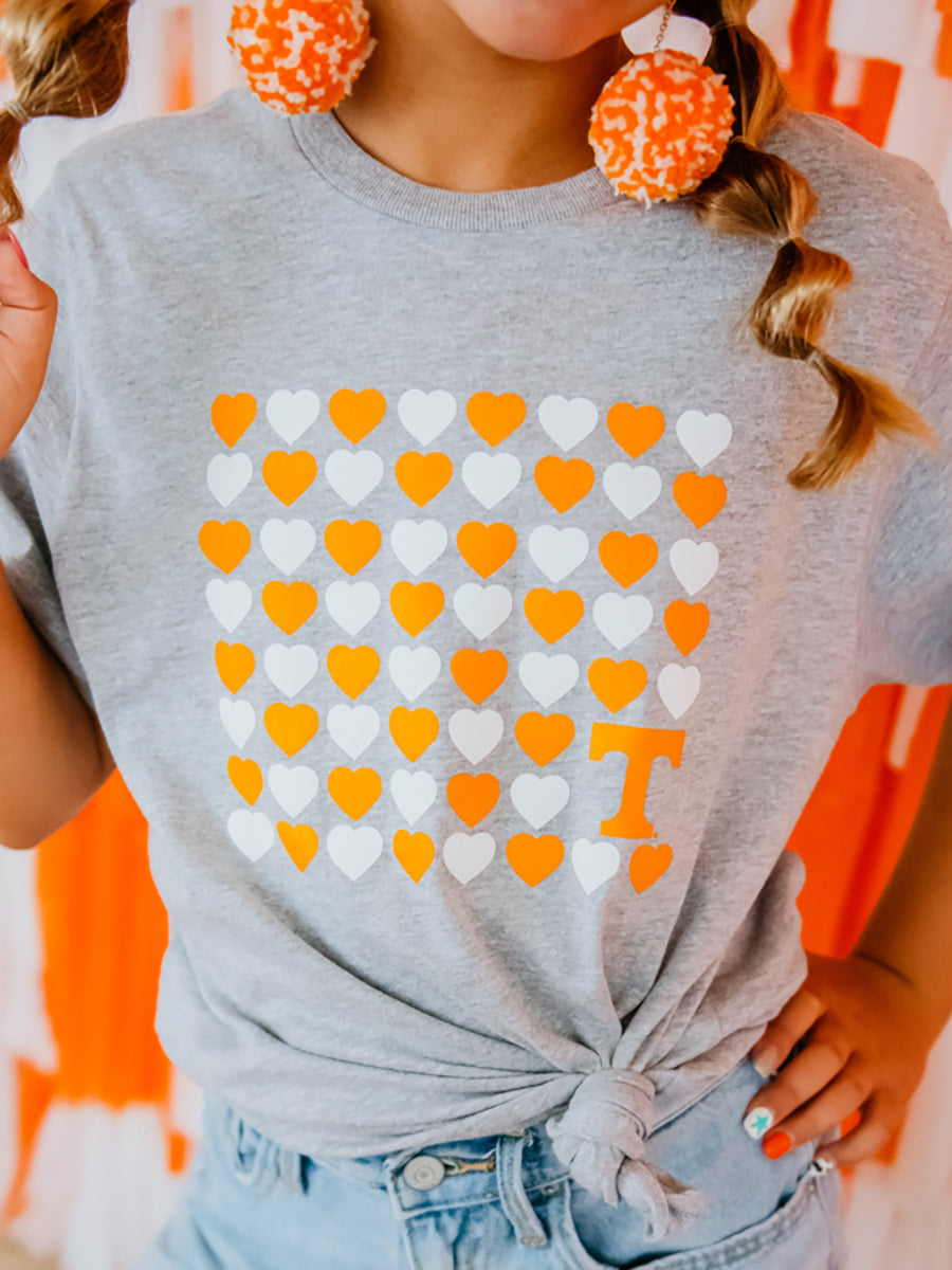 Tennessee Orange and White Hearts Checkerboard Tee
