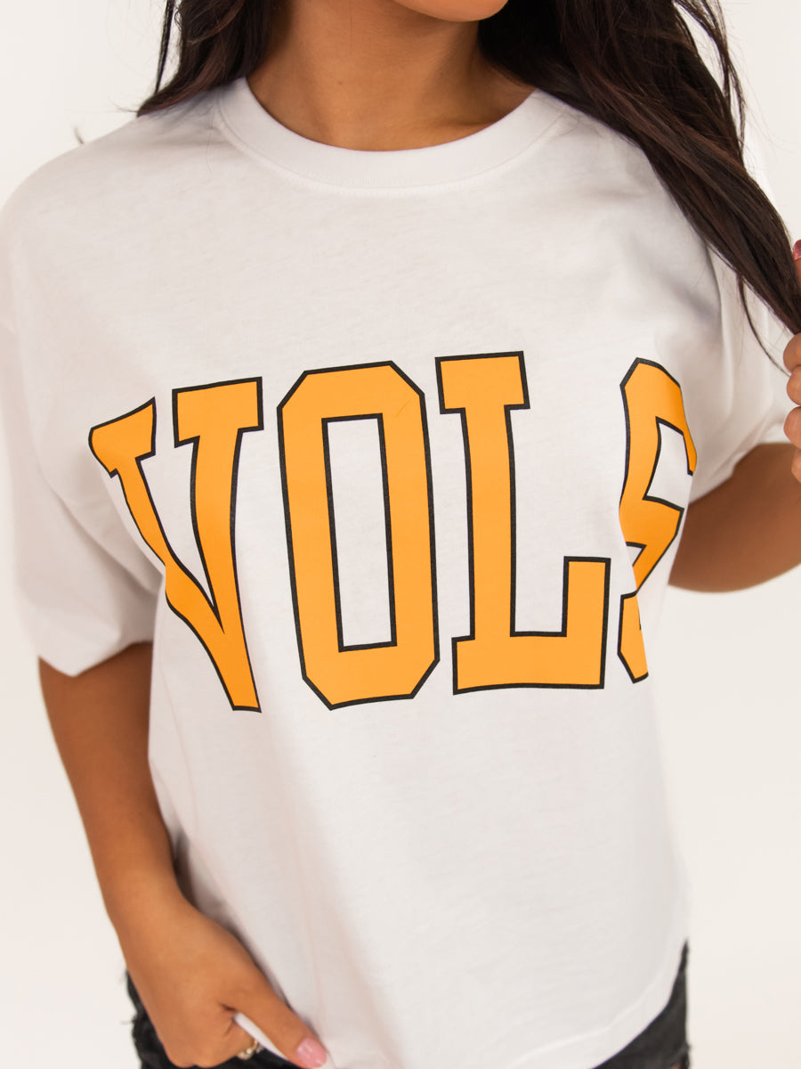 "VOLS" Bridge White Crop Top