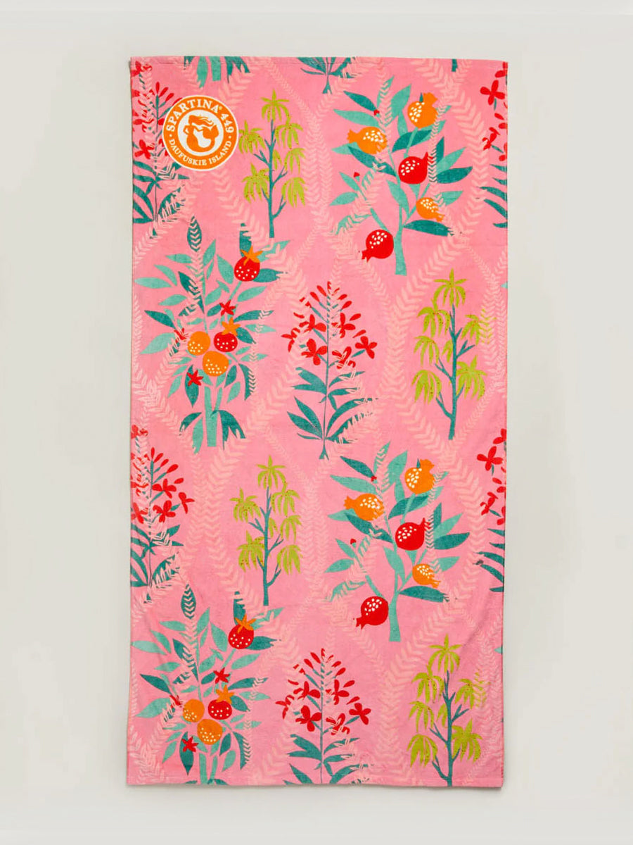 Bright Pink Floral Beach Towel