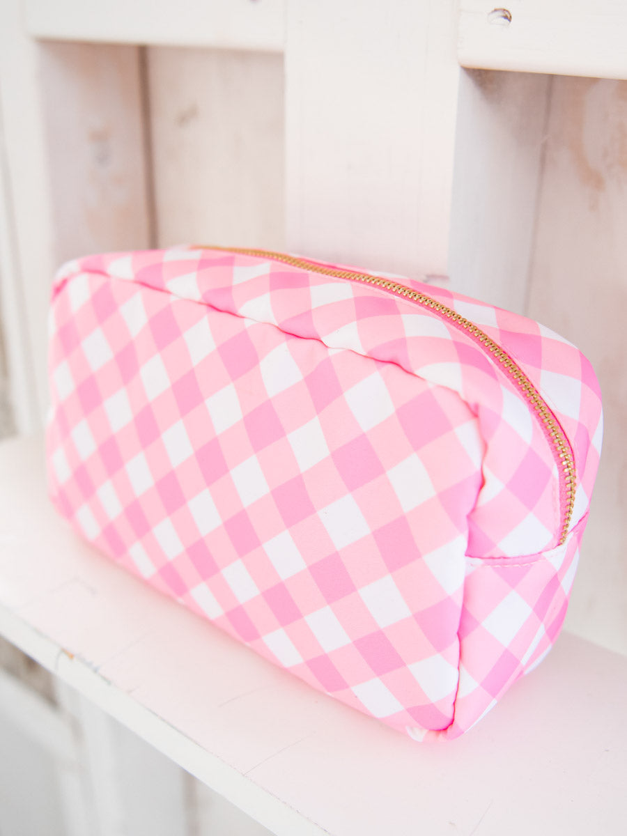 Pink gingham bag sale