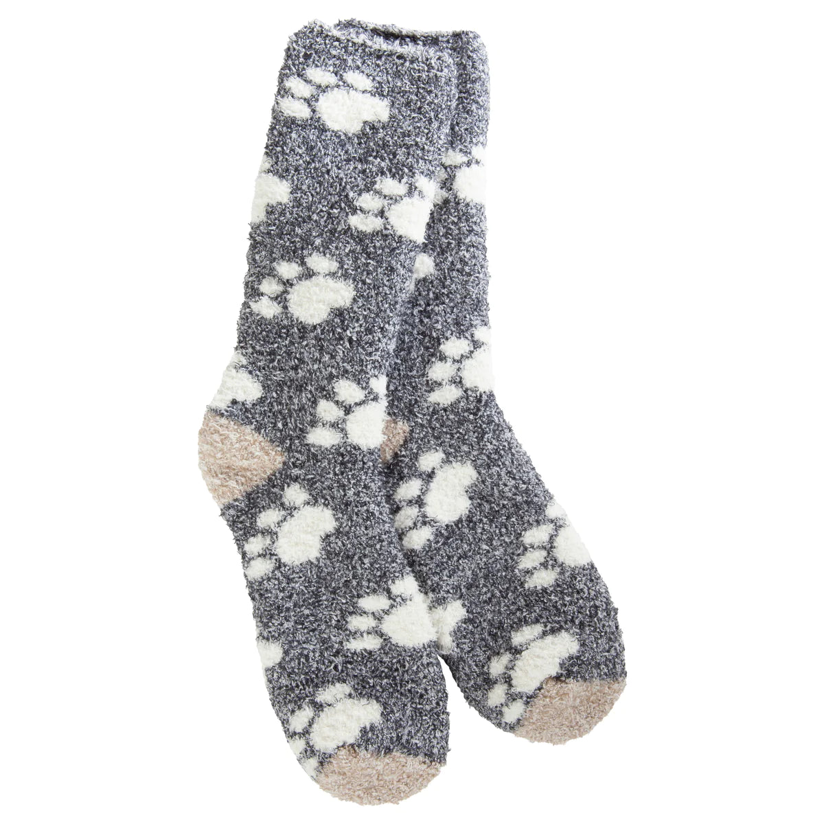 Grey Socks with White Paw Prints