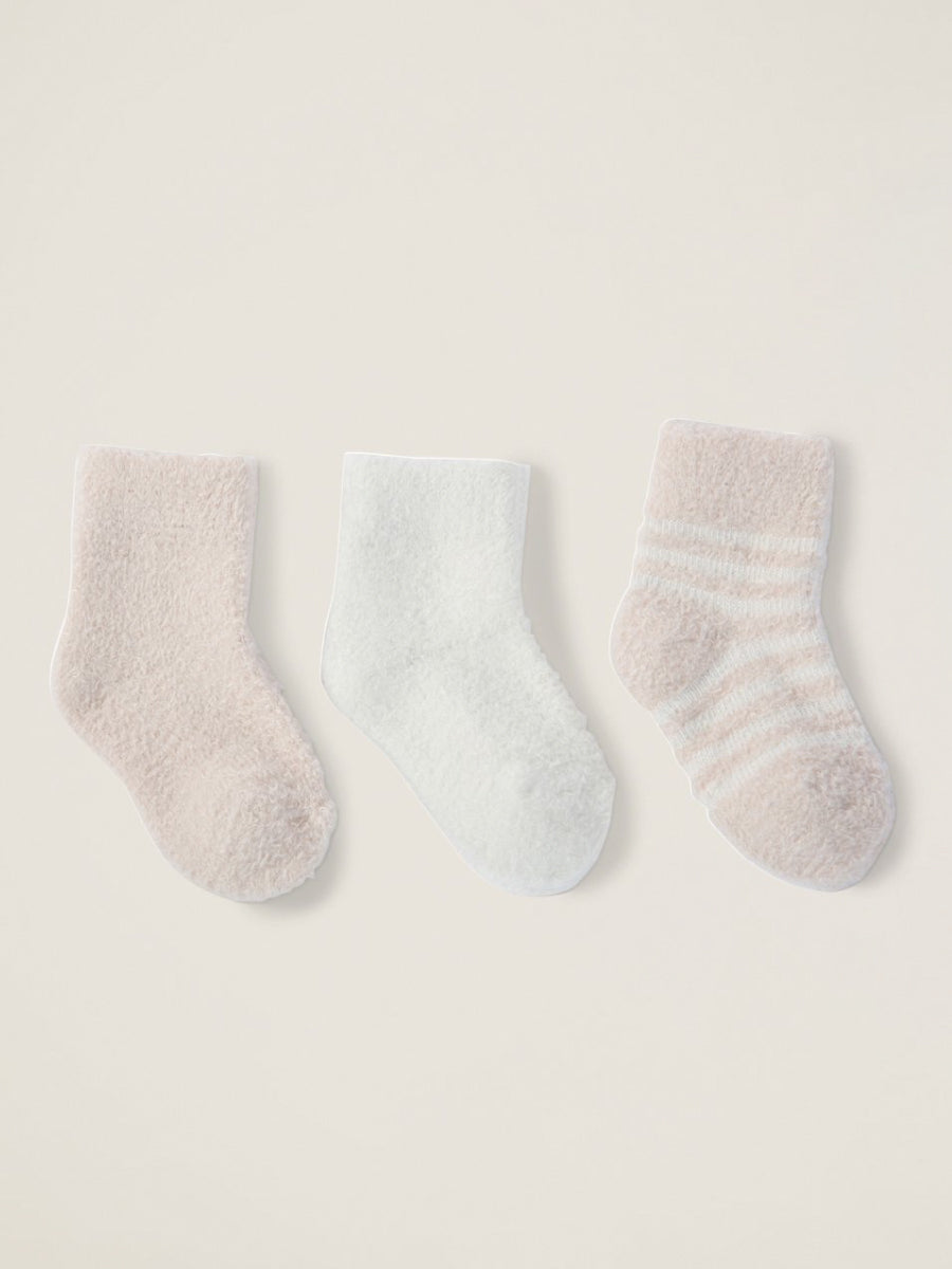 Three Barefoot Dreams Pink Baby Socks