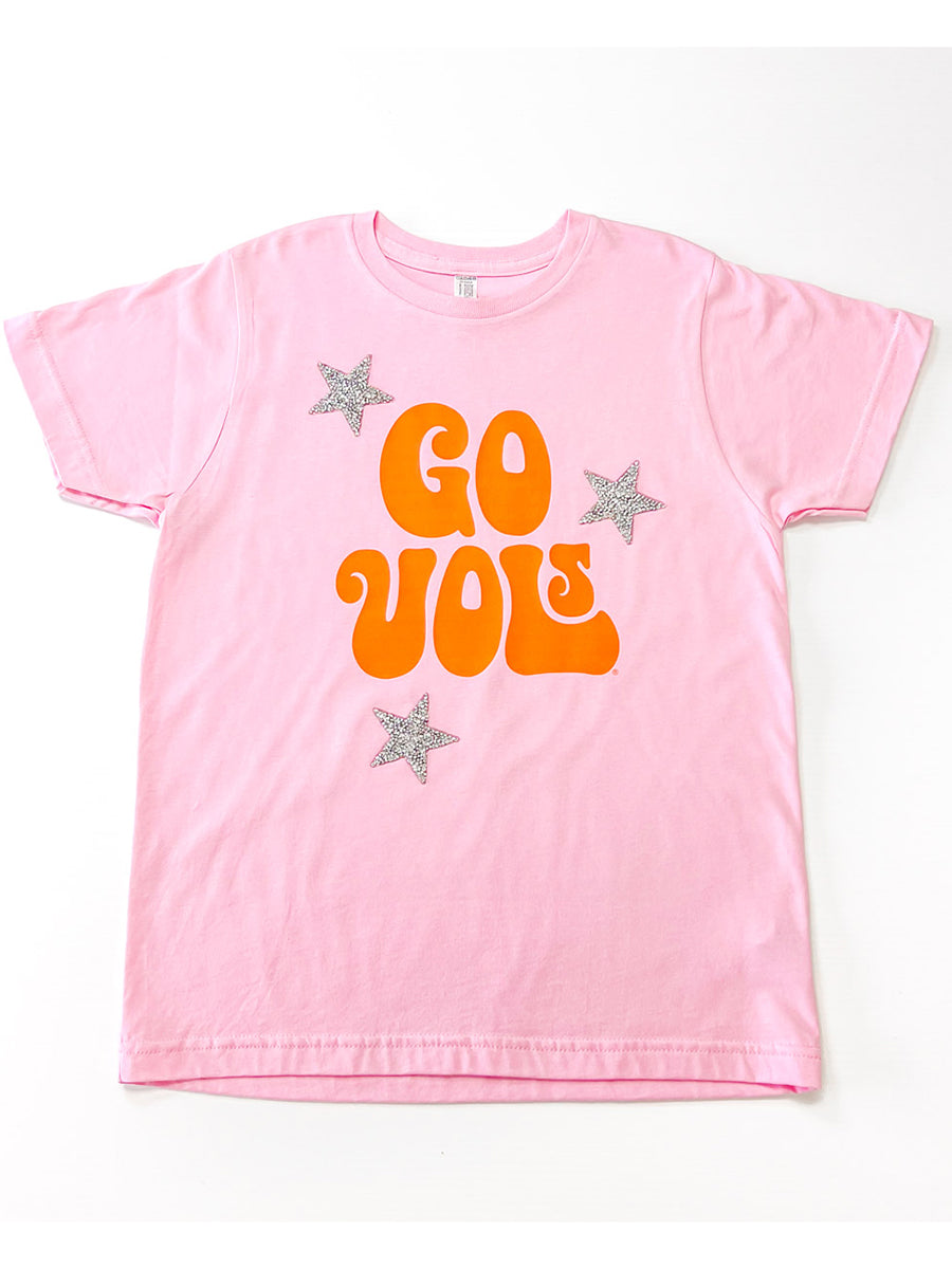 Pink Kids Vols T-Shirt with Crystal Stars