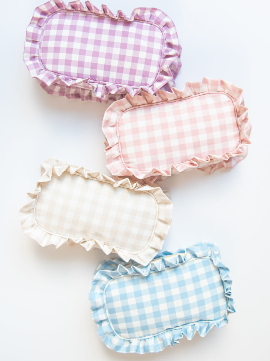 Small Gingham Pouches with Ruffled Edge (4 colors)