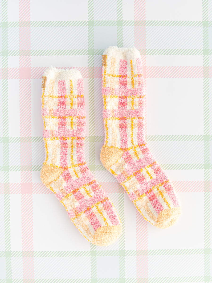 World's Softest Socks in Pink Plaid