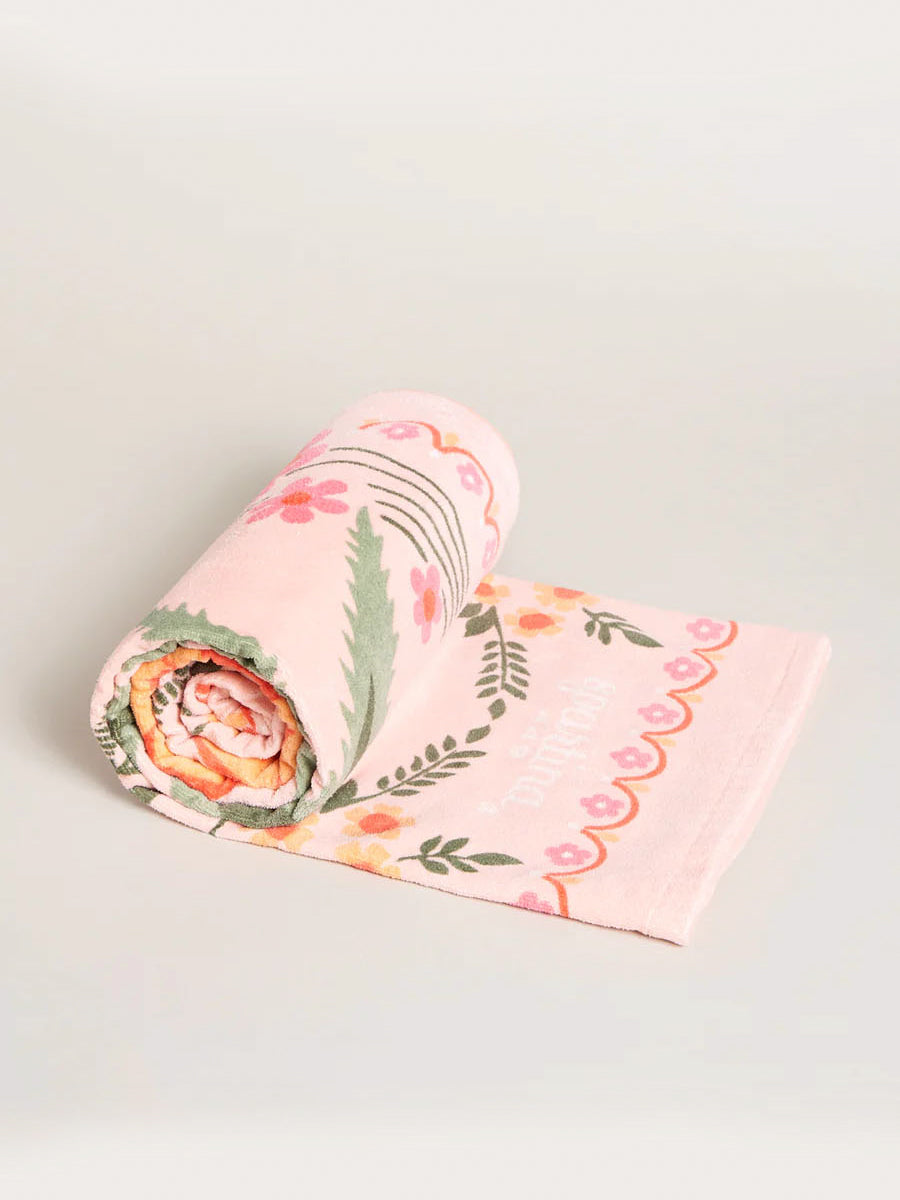 Rolled View of Tropical Design Beach Towel by Spartina