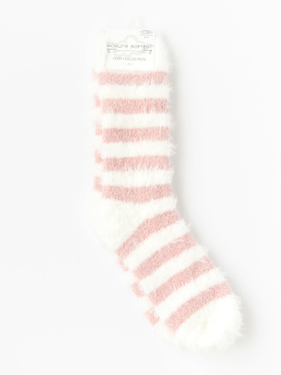 World's Softest Socks in Pastel Pink and White Stripes
