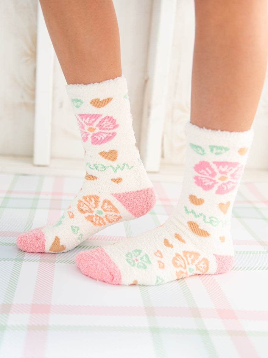 MOM Floral World's Softest Socks on Model