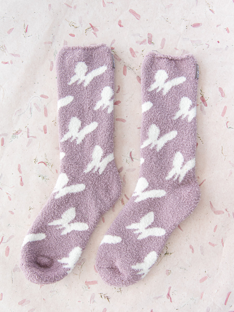 World's Softest Socks in Lavender with White Butterflies