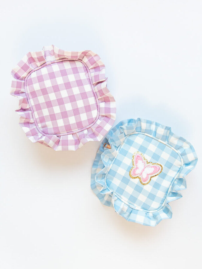 Dainty Ruffled Gingham Pouches