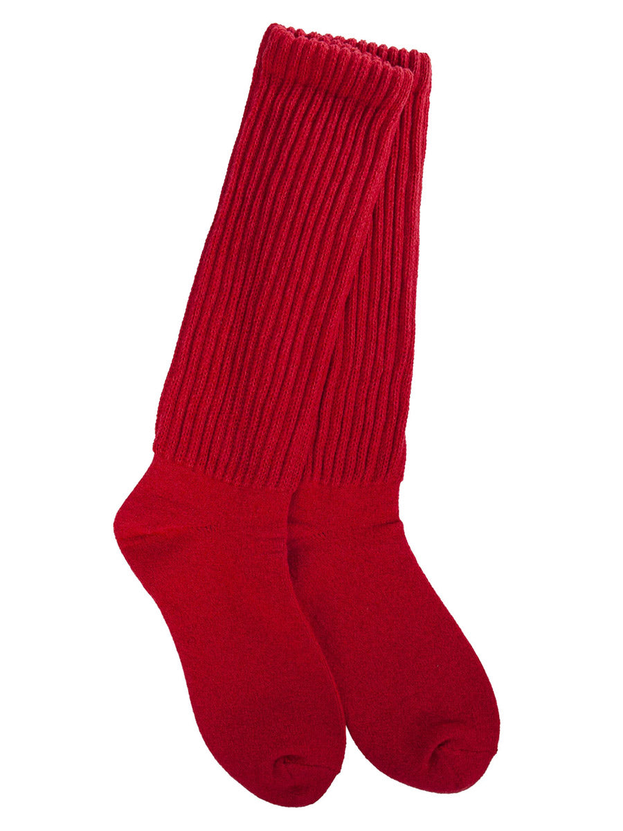Tall Red Ribbed Socks