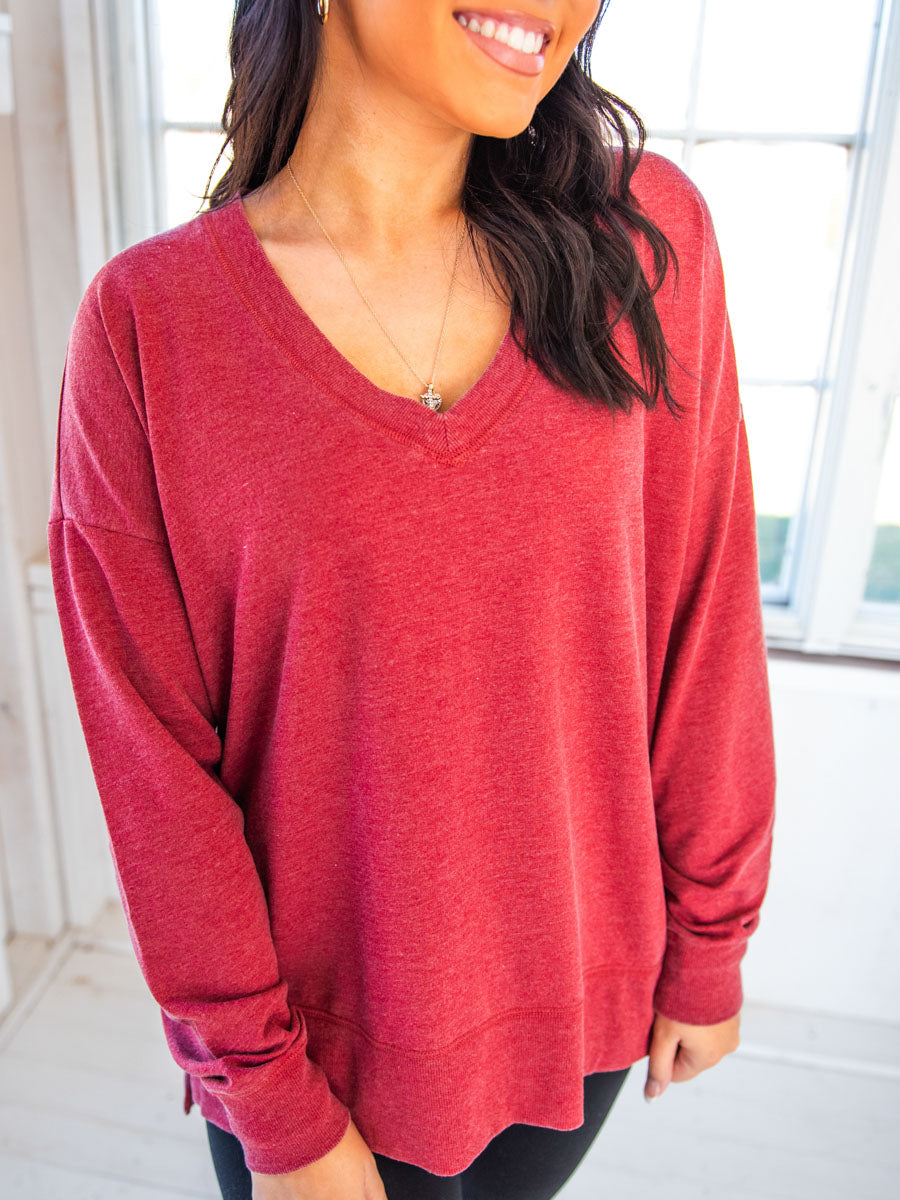 Red Heathered Pullover