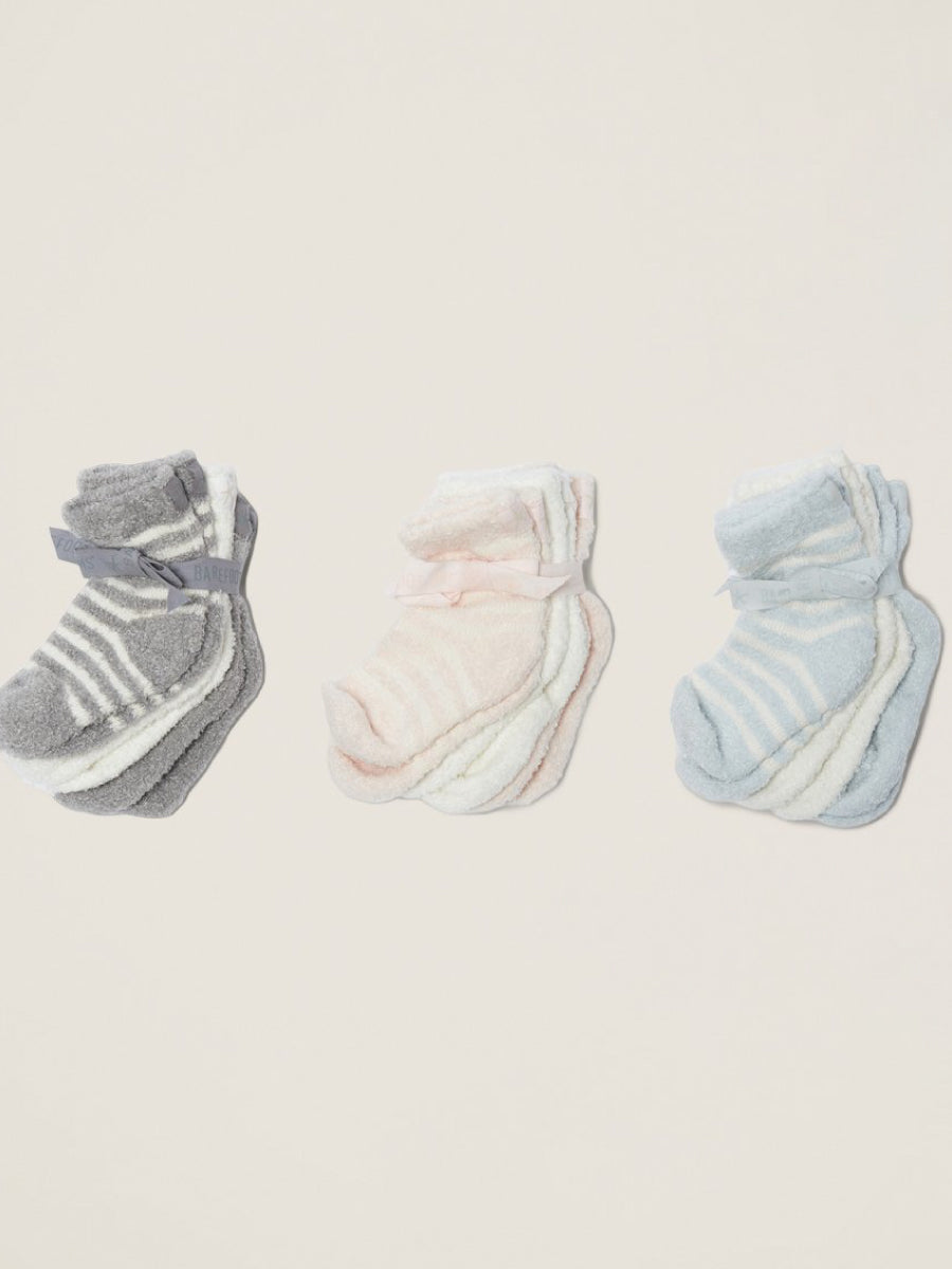 Three Pair Set in Three Color Ways of Barefoot Dreams Baby Socks