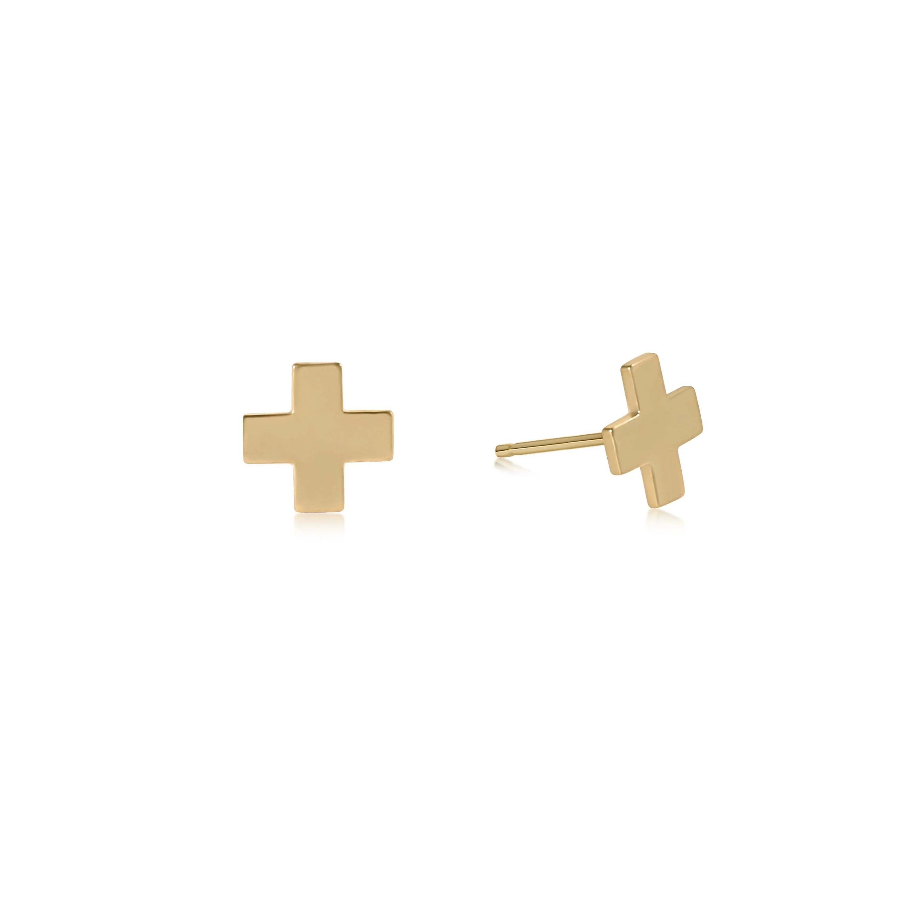 E-Newton Gold Cross Stud Earrings