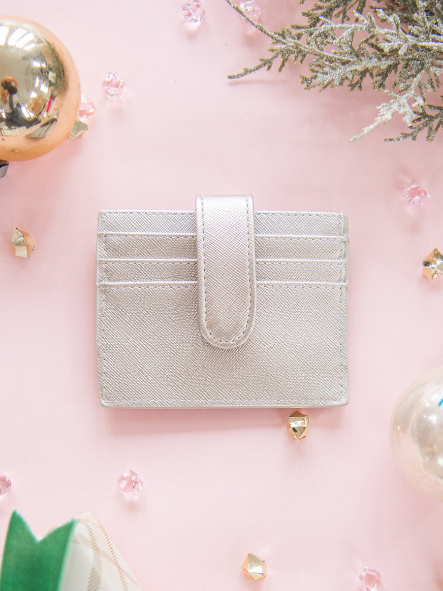 Silver Card Wallet with Clasp