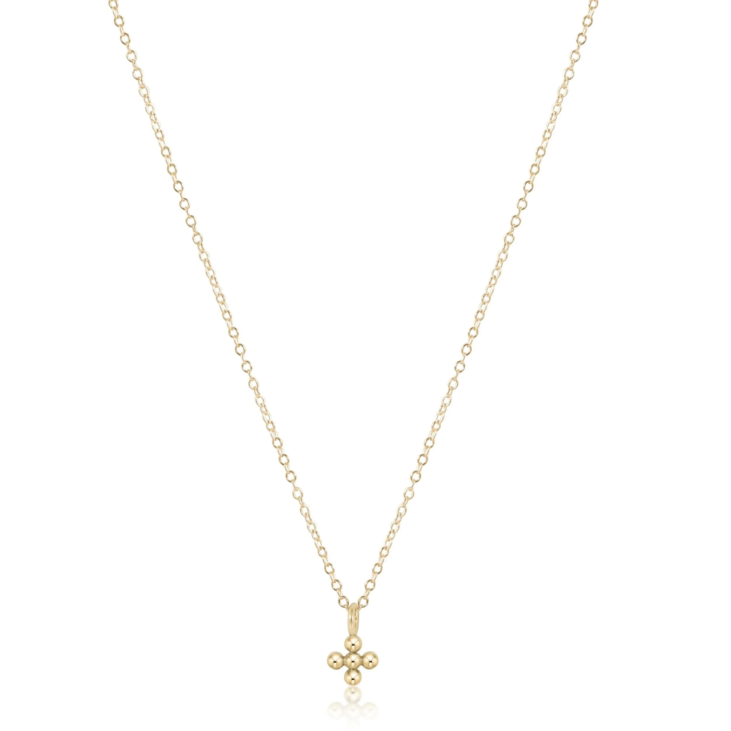 E-Newton Gold Cross  Charm 16" Chain Necklace