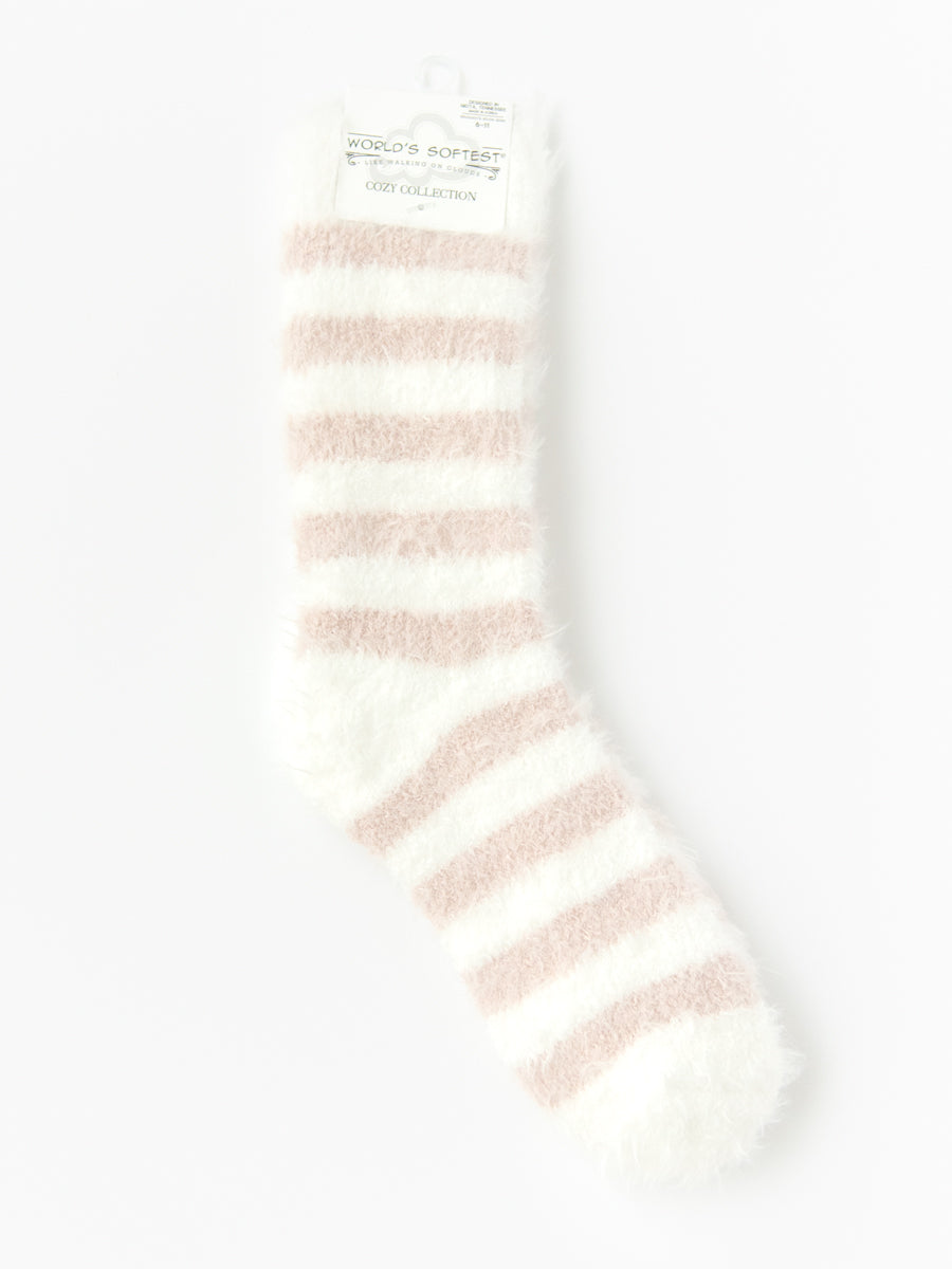World's Softest Socks in Tan and White Stripes