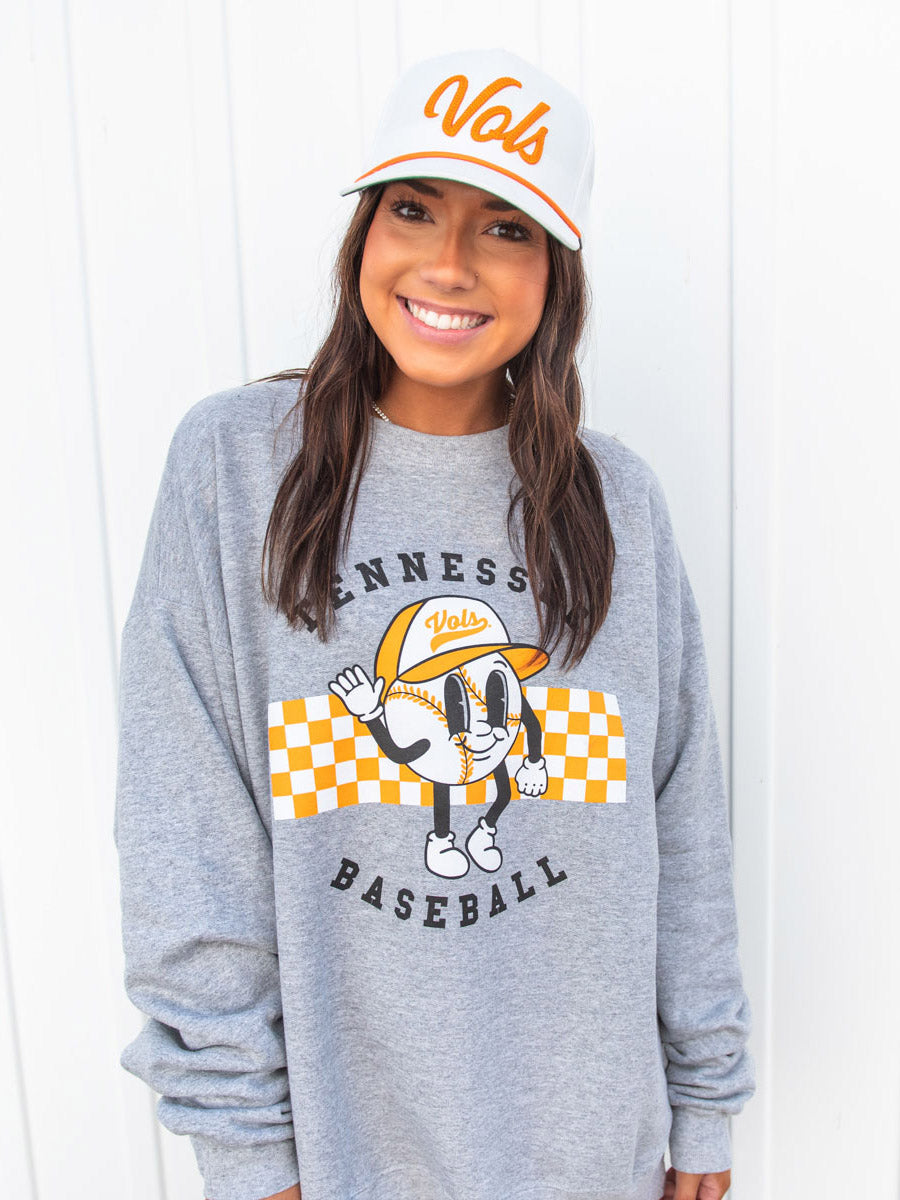 TN Baseball Man Crew Sweatshirt-Grey