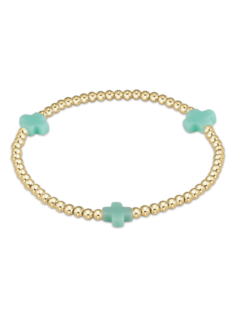 Gold Bead with Three Turquoise Crosses Bracelet