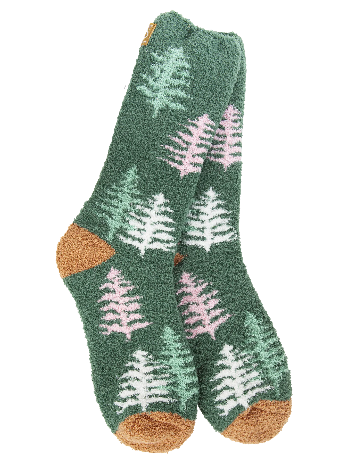 Green Soft Socks with Trees