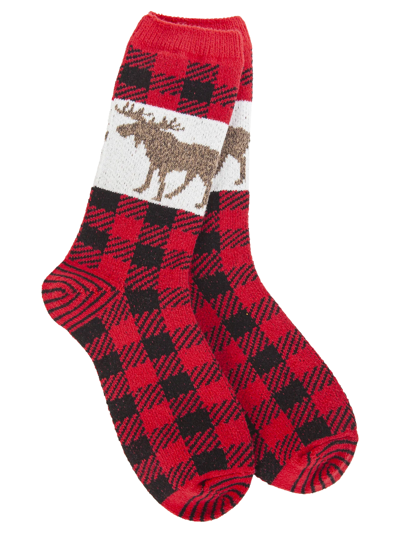 red plaid moose socks