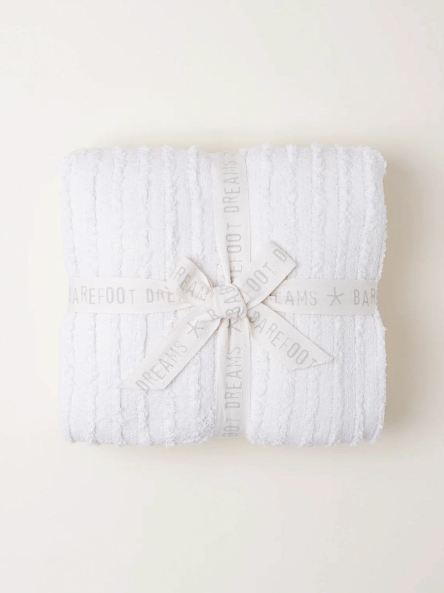 Barefoot Dreams White Ribbed Blanket