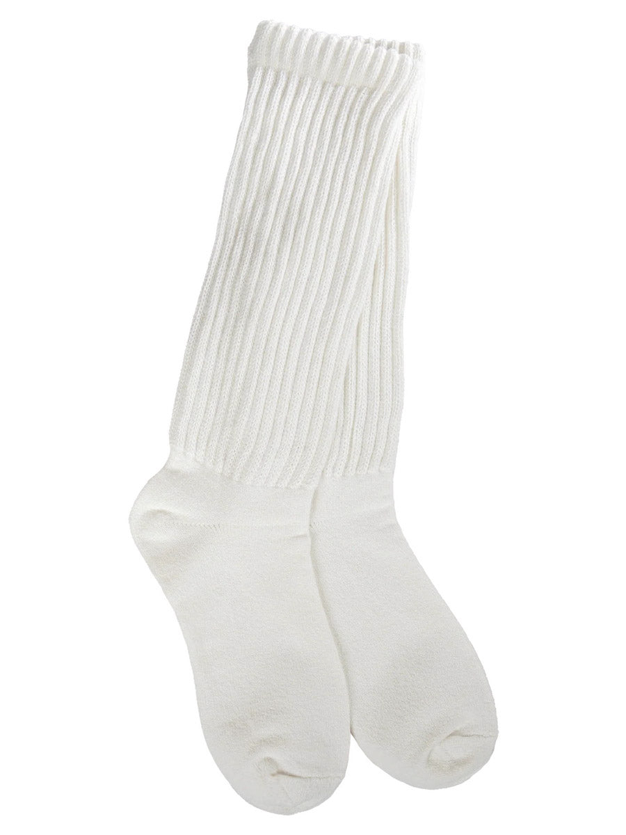 Tall White Ribbed Socks