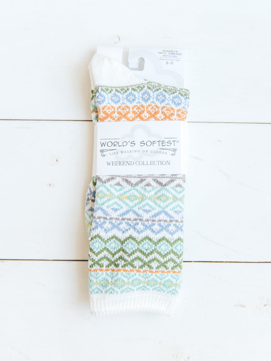 World's Softest Socks in Pastel Aztec Design