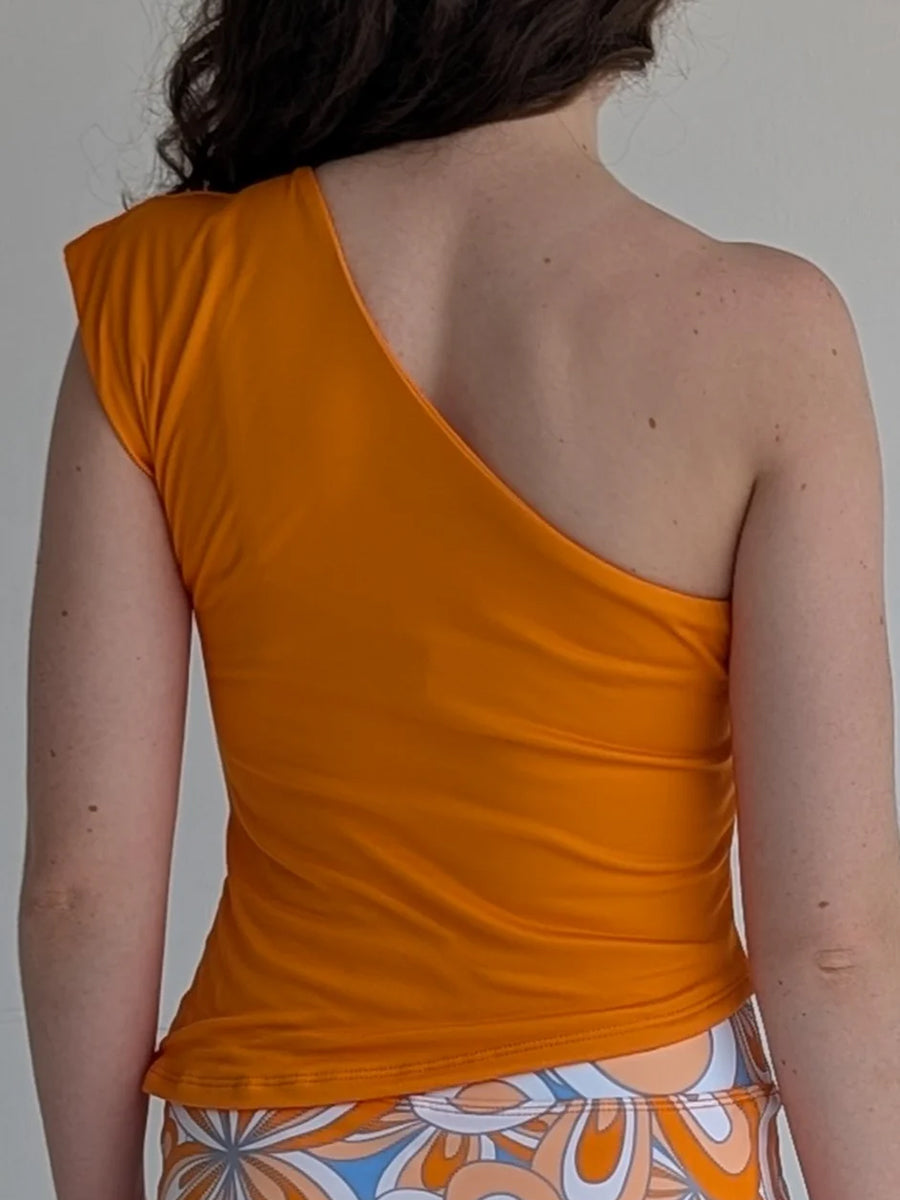 Orange Fitted One-Shoulder Top