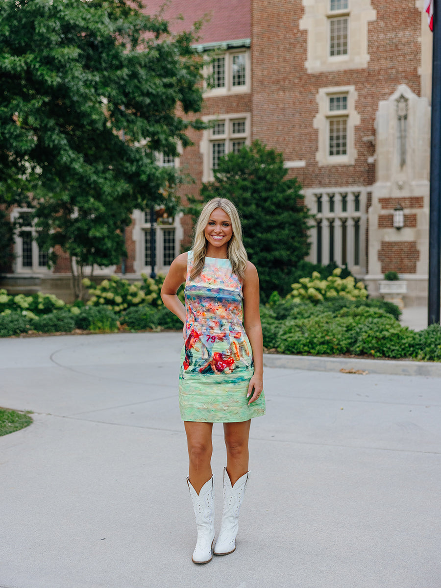 Abstract Football Print Open Back Mini Dress