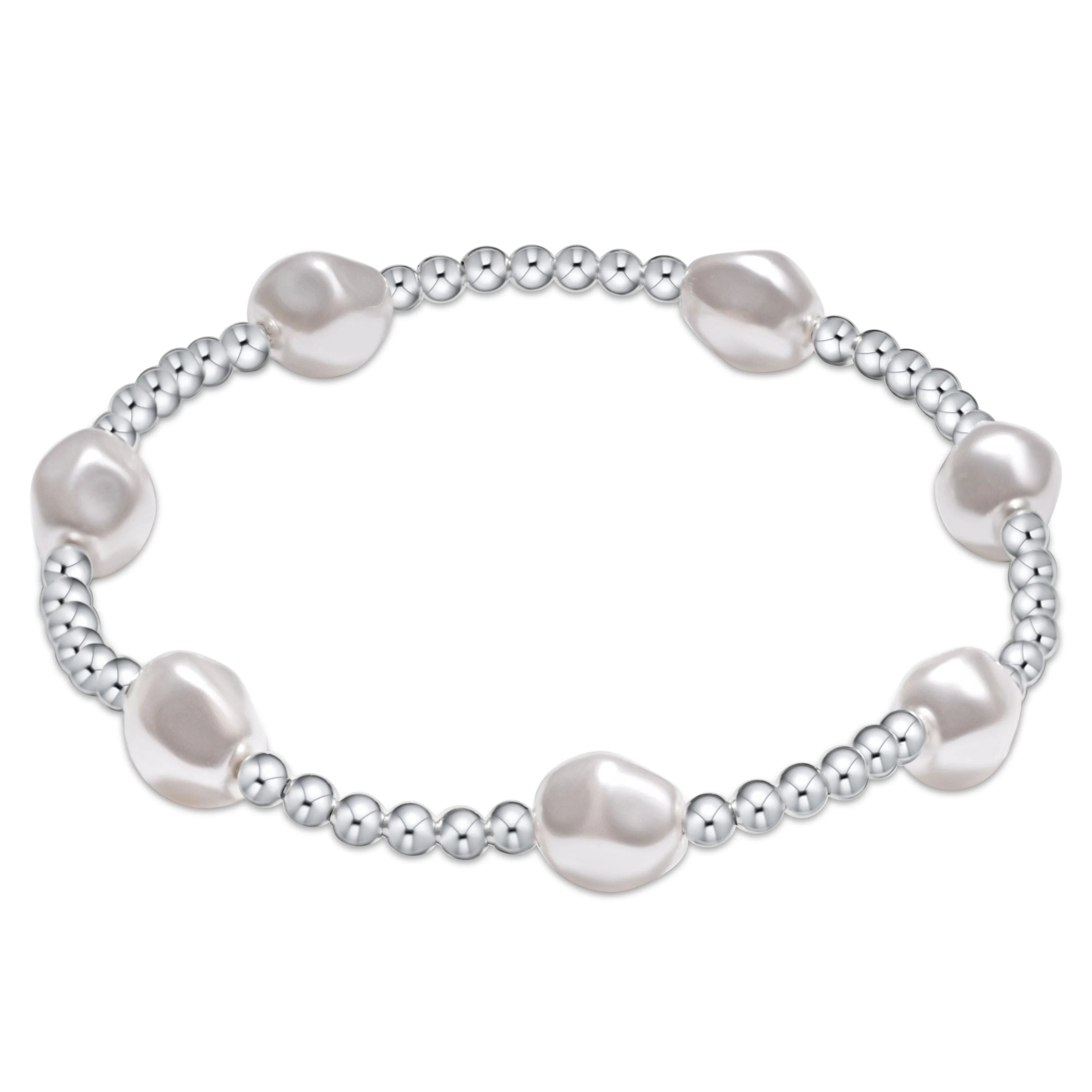 Silver Beaded and Pearl Accent Bracelet