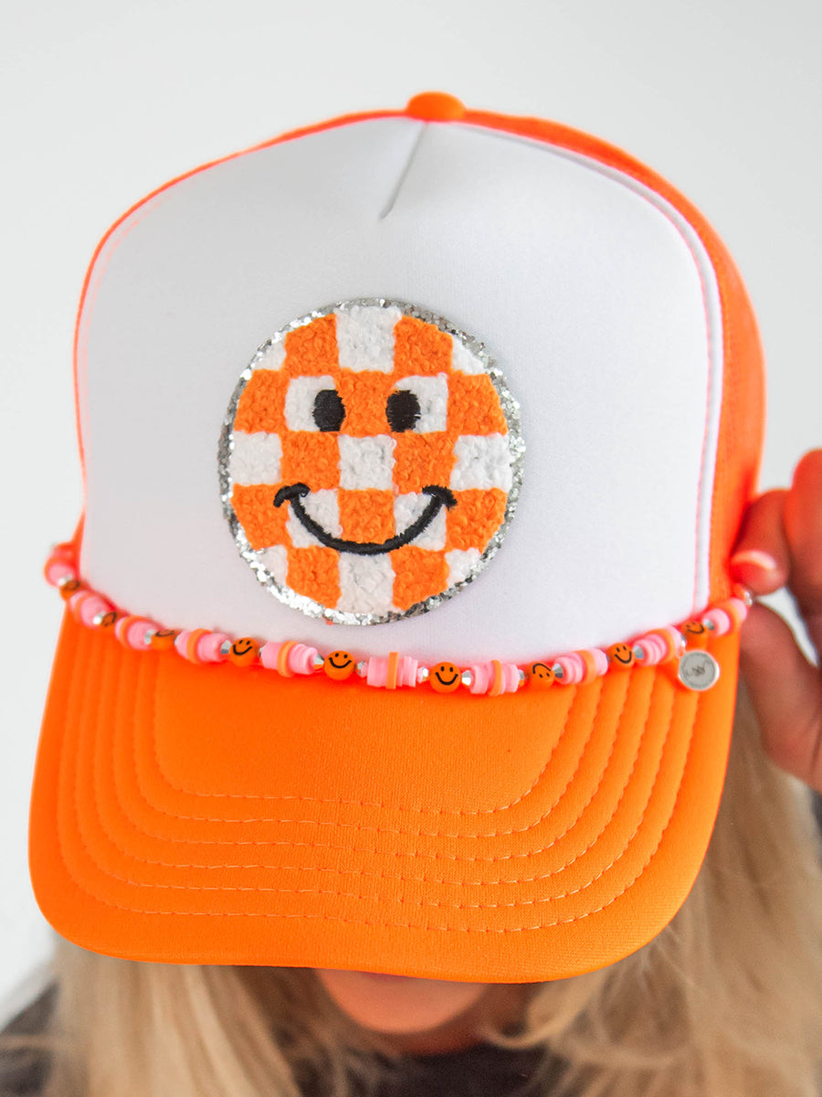 Smiley Faces Orange Hat with Strand