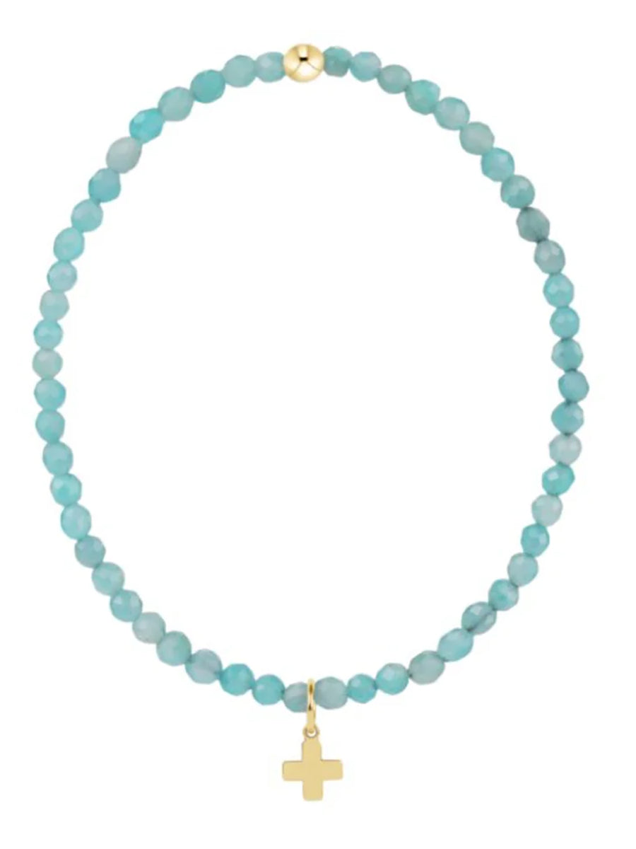 Amazonite & Gold Cross Charm Bracelet