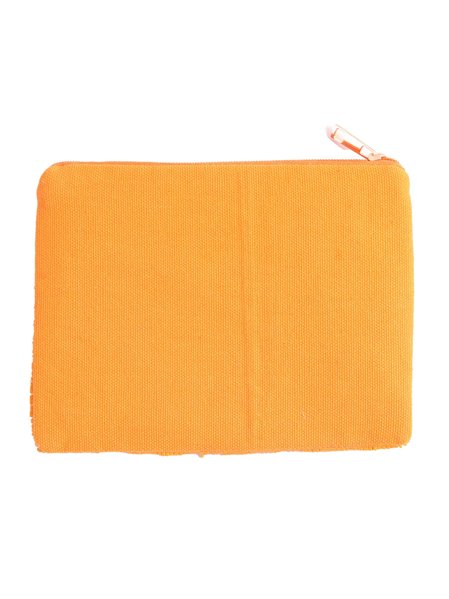 Orange Beaded Coin Pouch