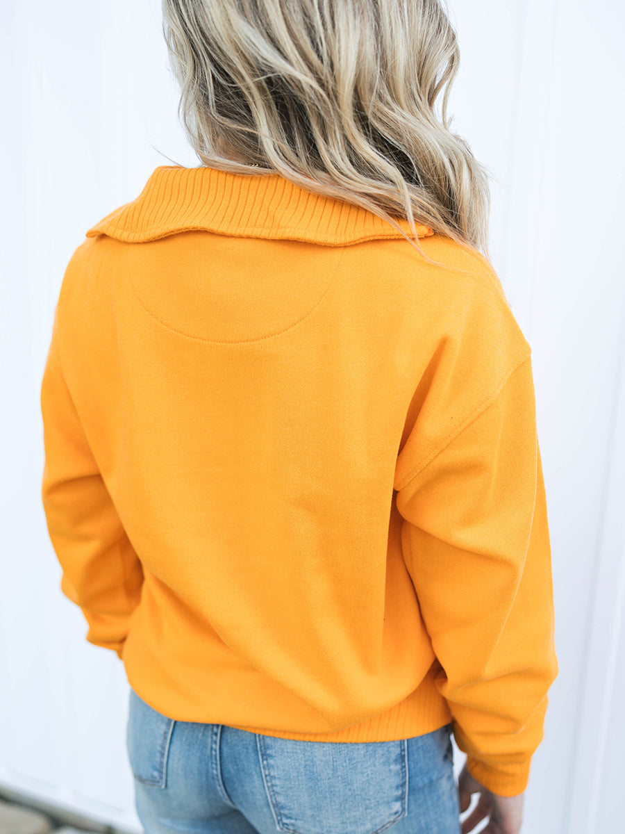 Power T Collared Orange Pullover