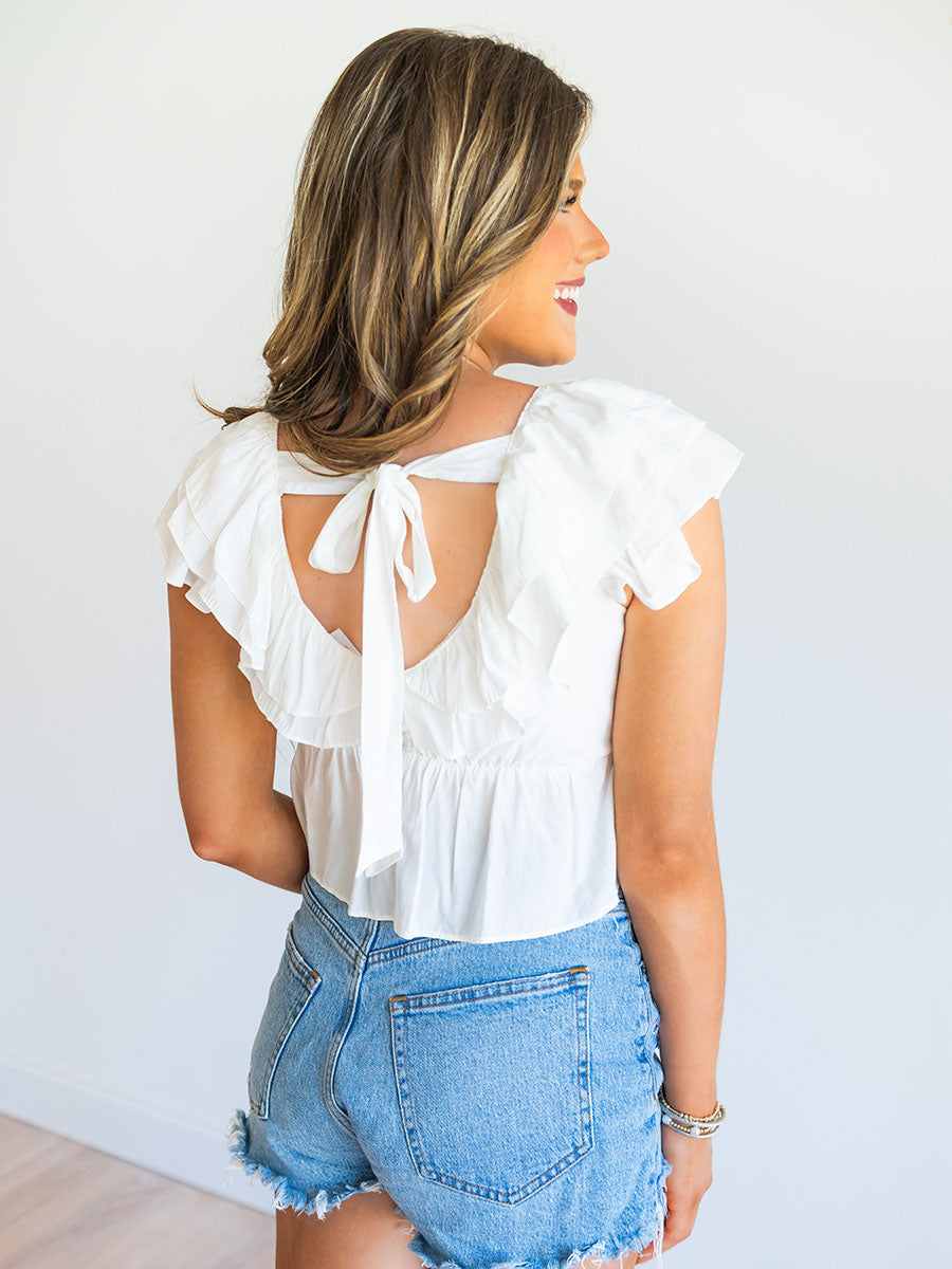 Bow back white crop top