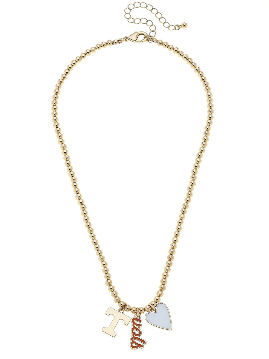 Tennessee Ball Bead Charm Necklace